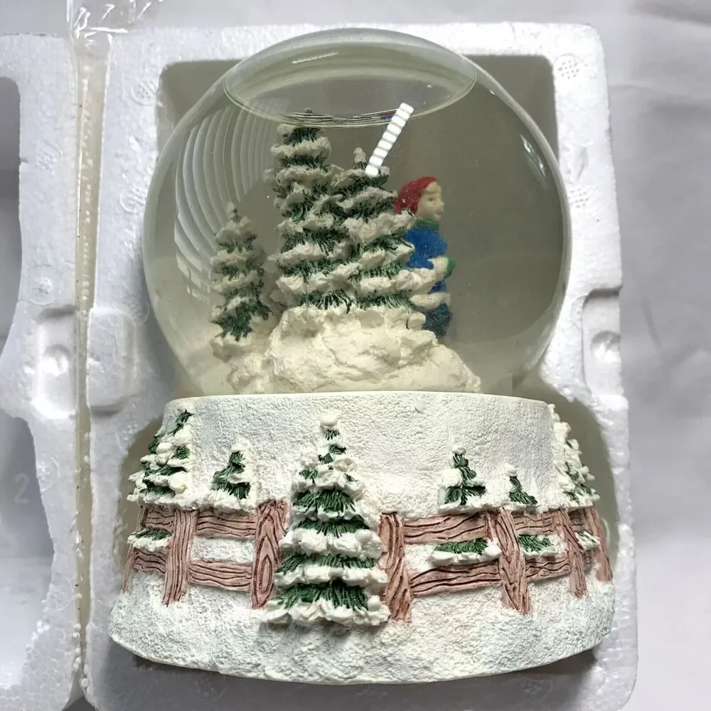 Holiday Classic Scenic Holiday Snowglobe Handcrafted Cast Resin Base Box Flaw